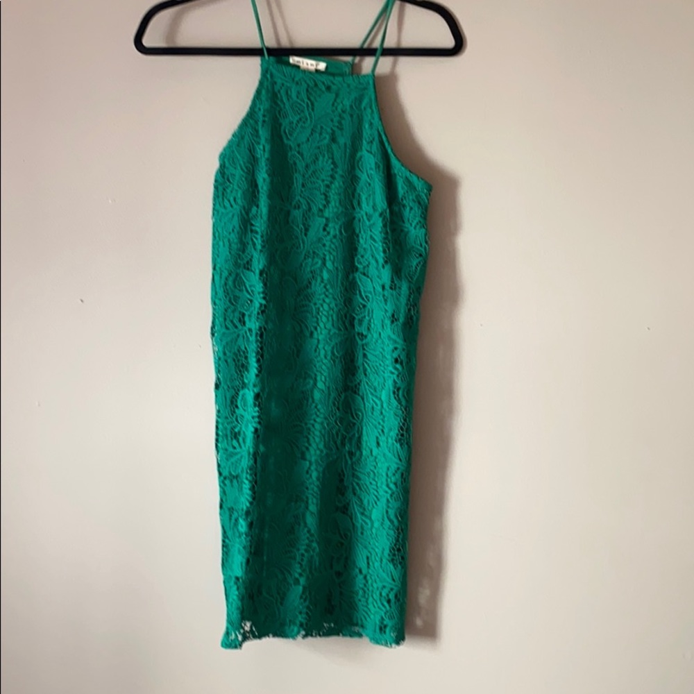Green lace swing dress